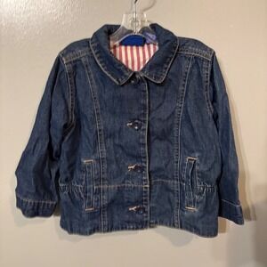 Genuine‎ Kid by Oshkosh Denim Jacket Button Up Pockets Dark Wash (Girls Small)